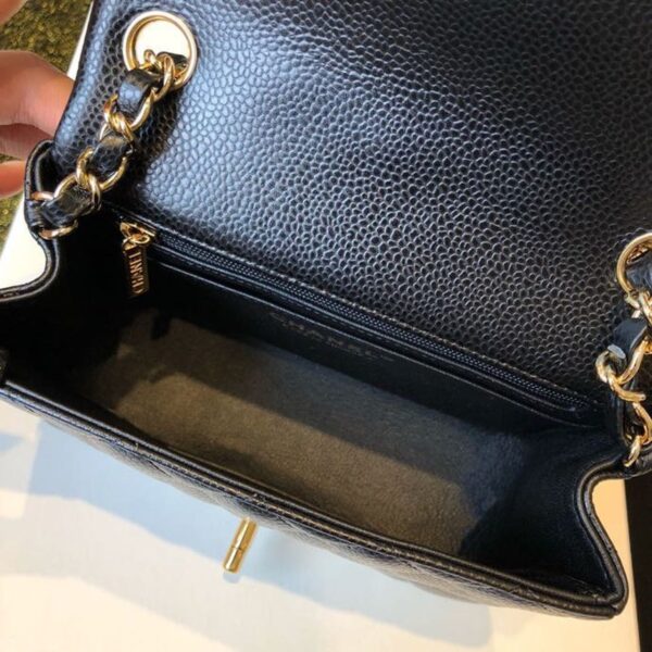 Chanel Classic Mini Flap Bag 18cm Gold Hardware Caviar Leather Spring/Summer Collection Black - Image 18