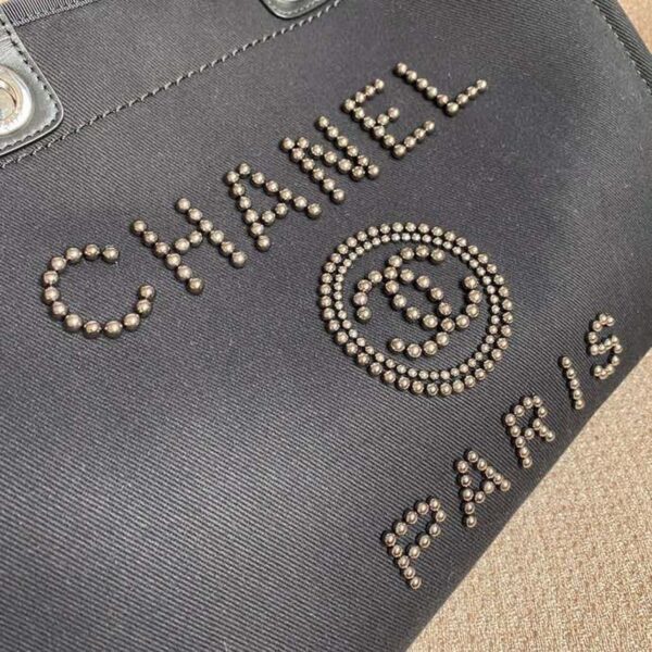 Chanel Deauville Tote 40cm Tweed Bag with Pearl Embroidery Spring/Summer Collection, Black - Image 5