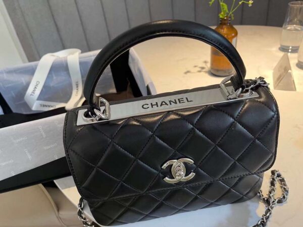 Chanel Classic Flap Bag Silver Hardware 25cm Black - Image 6