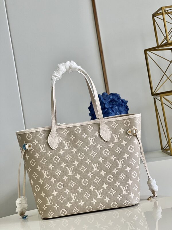 Louis Vuitton Neverfull MM Monogram Empreinte Kaki / Beige For Women, Women’s Handbags, Tote Bags 31cm LV M46102 - Image 5
