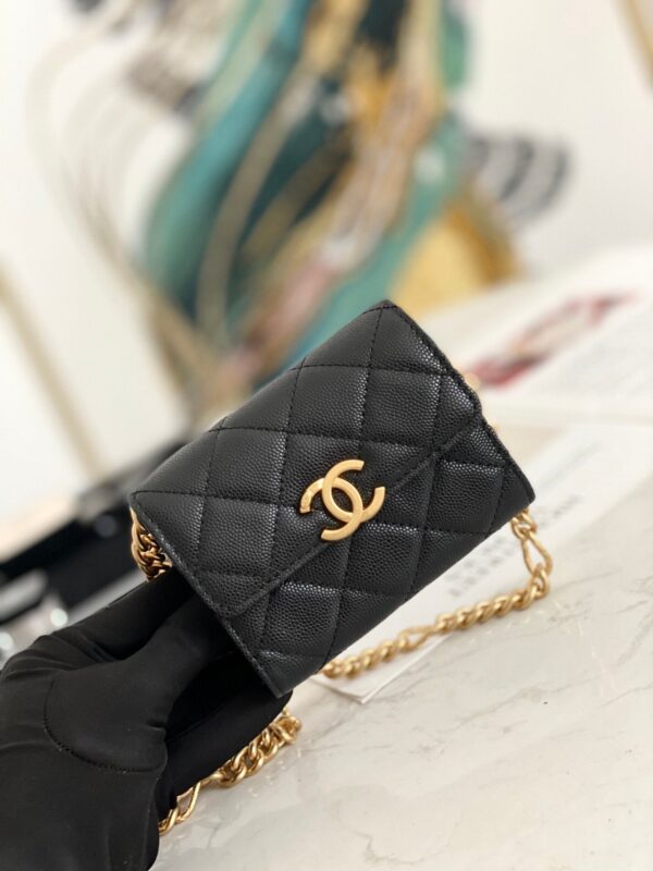 Chanel Flap Bag Mini Gold 12cm Black - Image 2