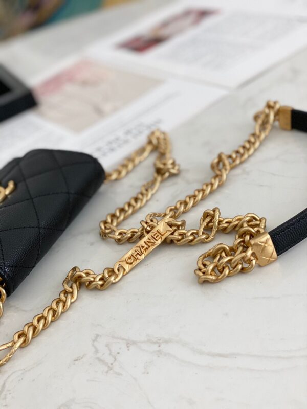 Chanel Flap Bag Mini Gold 12cm Black - Image 3