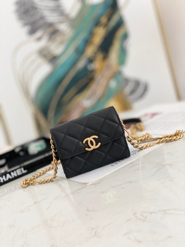 Chanel Flap Bag Mini Gold 12cm Black