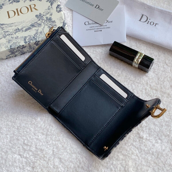 Christian Dior Saddle Flap Card Holder Black Wallet 11cm - Image 6