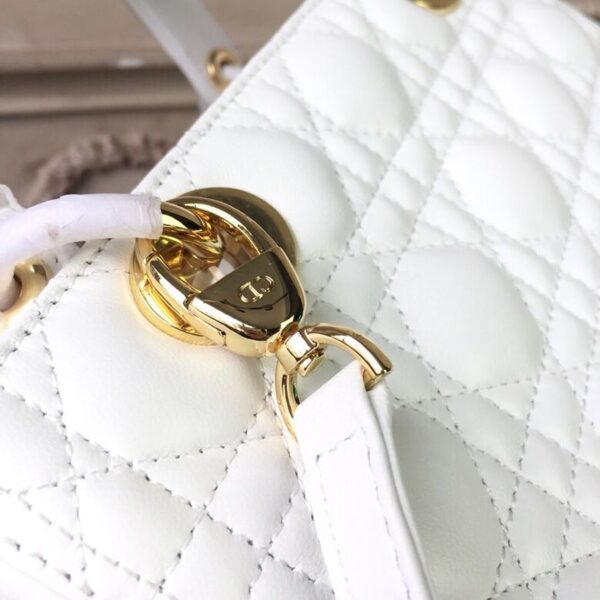 Christian Dior Lady Dior Bag 24cm Gold Hardware Lambskin Leather Spring/Summer Collection White - Image 10