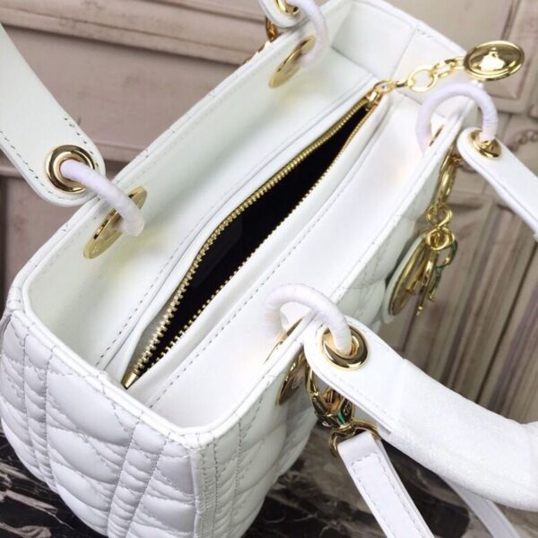 Christian Dior Lady Dior Bag 24cm Gold Hardware Lambskin Leather Spring/Summer Collection White - Image 14