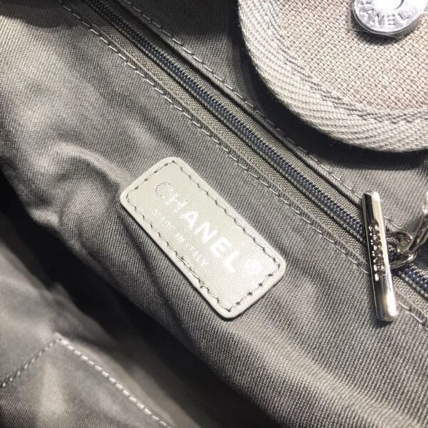 Chanel Deauville Tote 38cm Canvas Bag Spring/Summer Collection, Light Grey/White - Image 9