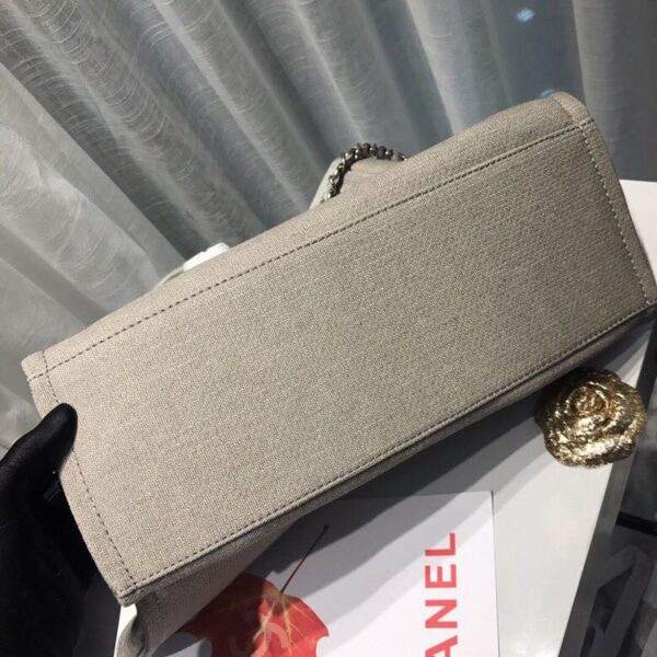 Chanel Deauville Tote 38cm Canvas Bag Spring/Summer Collection, Light Grey/White - Image 7