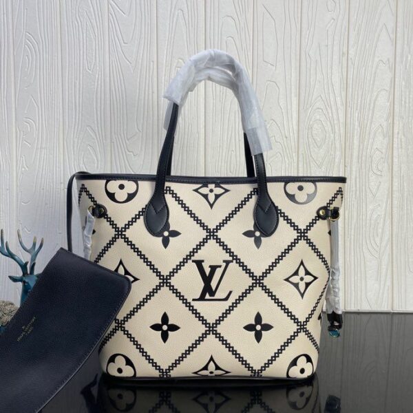 Louis Vuitton Neverfull MM M46039 31cm Cream Beige/Black