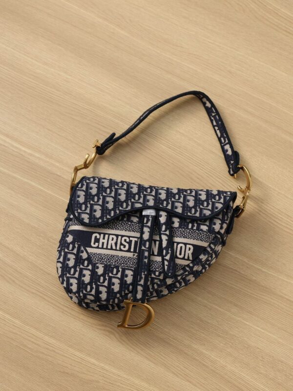 Christian Dior Logo Saddle Bag 25cm Oblique Embroidered Canvas Spring/Summer Collection Black