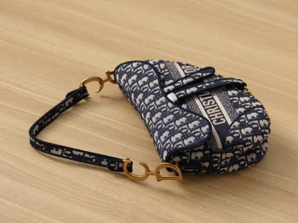 Christian Dior Logo Saddle Bag 25cm Oblique Embroidered Canvas Spring/Summer Collection Black - Image 2