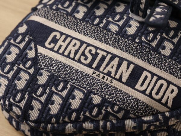 Christian Dior Logo Saddle Bag 25cm Oblique Embroidered Canvas Spring/Summer Collection Black - Image 7