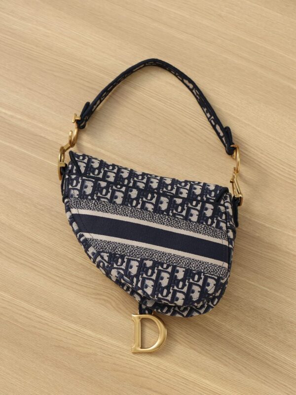 Christian Dior Logo Saddle Bag 25cm Oblique Embroidered Canvas Spring/Summer Collection Black - Image 8