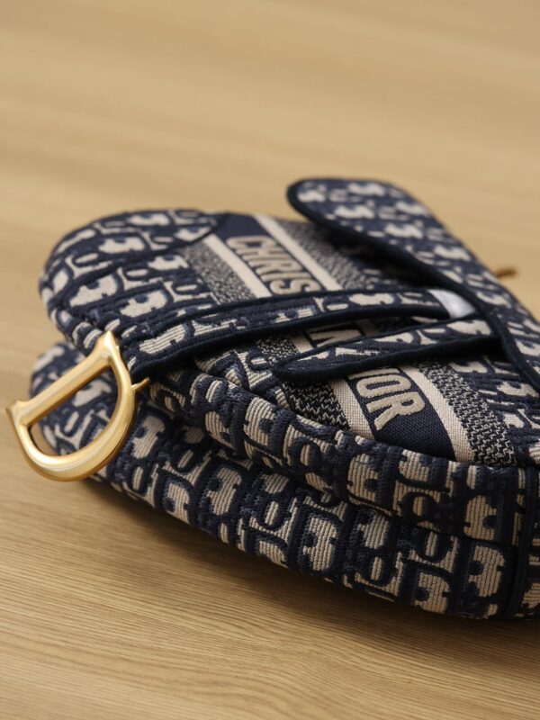 Christian Dior Logo Saddle Bag 25cm Oblique Embroidered Canvas Spring/Summer Collection Black - Image 9