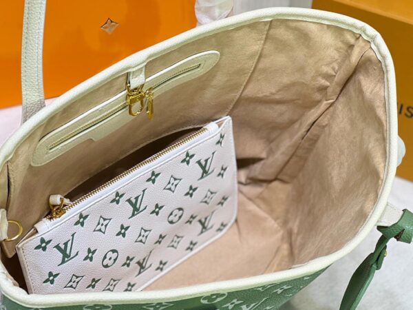 Louis Vuitton Neverfull MM Monogram Empreinte Kaki / Beige For Women, Women’s Handbags, Tote Bags 31cm LV M46102 - Image 6