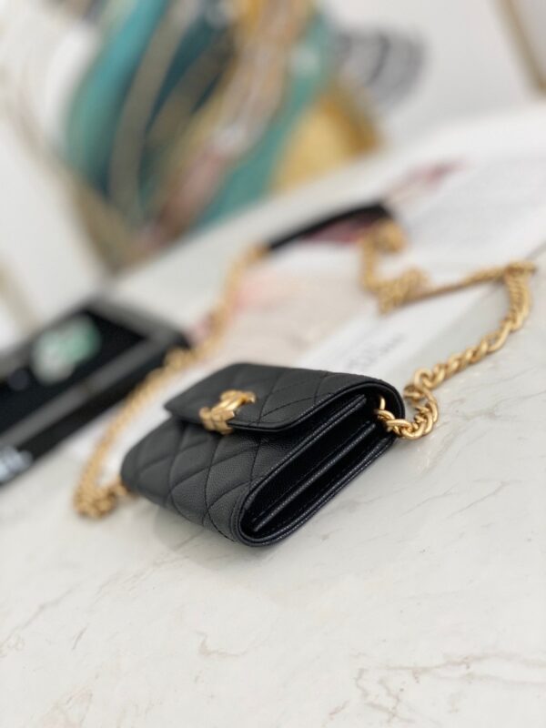 Chanel Flap Bag Mini Gold 12cm Black - Image 7