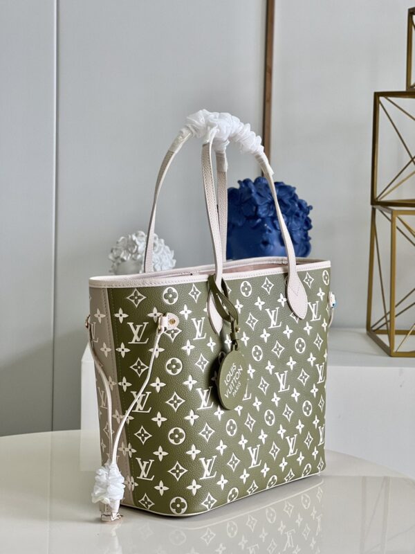 Louis Vuitton Neverfull MM Monogram Empreinte Kaki / Beige For Women, Women’s Handbags, Tote Bags 31cm LV M46102 - Image 3