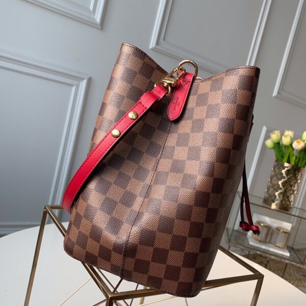 Louis Vuitton NeoNoe Bucket Bag MM Damier Azur Canvas Spring/Summer Collection N50042 Red - Image 3