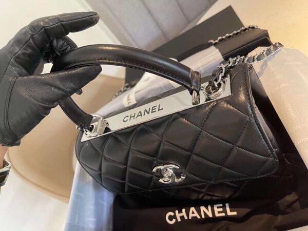 Chanel Classic Flap Bag Silver Hardware 25cm Black - Image 9