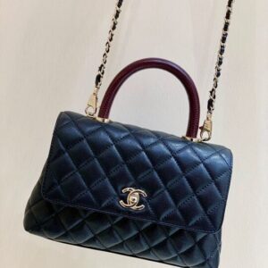 Chanel Coco Handle Quilted Lizard Handle Bag 24cm Caviar Leather Gold Hardware Spring/Summer Act 1 Collection Black