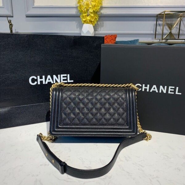 Chanel Quilted Boy Bag 25cm Caviar Leather Antique Gold Hardware Fall/Winter Act 1 Collection Black - Image 5