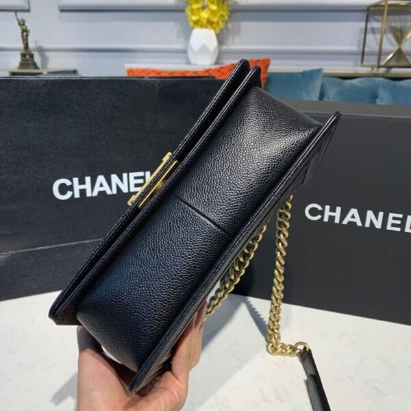 Chanel Quilted Boy Bag 25cm Caviar Leather Antique Gold Hardware Fall/Winter Act 1 Collection Black - Image 4