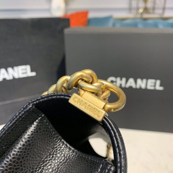 Chanel Quilted Boy Bag 25cm Caviar Leather Antique Gold Hardware Fall/Winter Act 1 Collection Black - Image 9