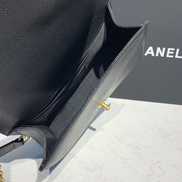 Chanel Quilted Boy Bag 25cm Caviar Leather Antique Gold Hardware Fall/Winter Act 1 Collection Black - Image 12