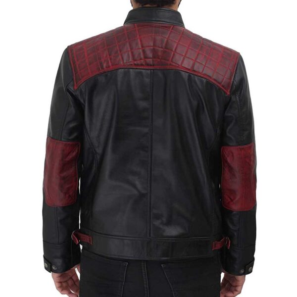 Rollins Black and Maroon Lambskin Leather Moto Biker Jacket Men/Gloria Leather - Image 3