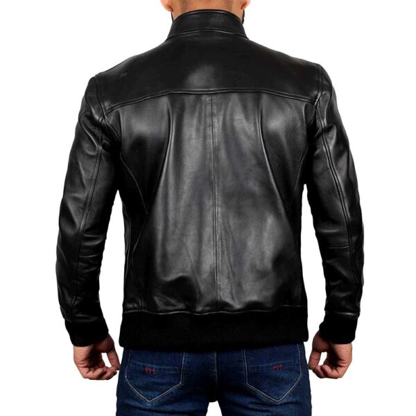 Clark Black Motorcycle Leather Bomber Jackets Men’s/Gloria Leather - Image 3