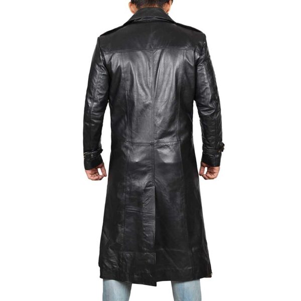 Black Genuine Leather Trench Coat Men’s – Leather Duster Coat/Gloria Leather - Image 3