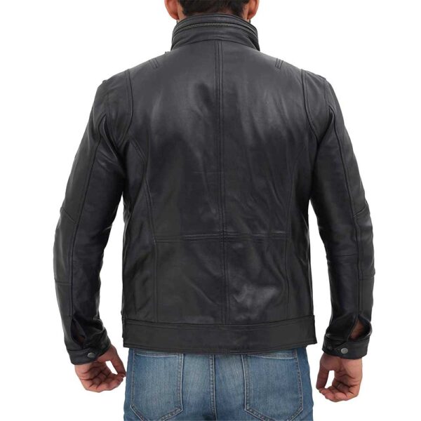 Moffit Black Leather Motorcycle Jacket Men/Gloria Leather - Image 4