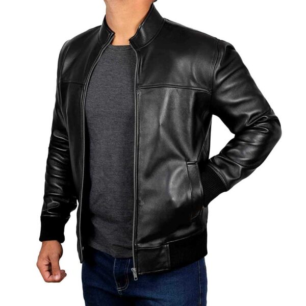 Clark Black Motorcycle Leather Bomber Jackets Men’s/Gloria Leather - Image 4