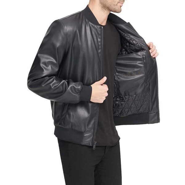 Black Men’s Genuine Leather Bomber Jacket – Real Leather Jacket/Gloria Leather - Image 2