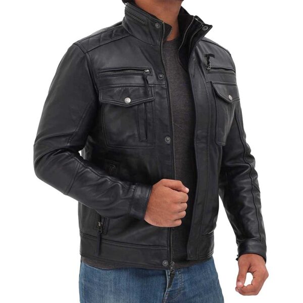 Moffit Black Leather Motorcycle Jacket Men/Gloria Leather - Image 2