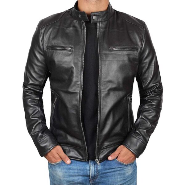 Dodge Black Fitted Real Leather Biker Jacket Men’s/Gloria Leather - Image 2