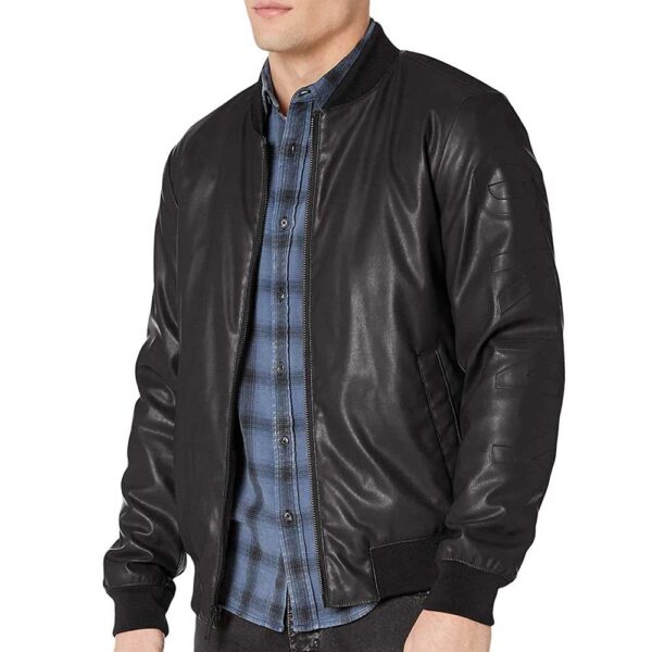 Black Men’s Genuine Leather Bomber Jacket – Real Leather Jacket/Gloria Leather - Image 3
