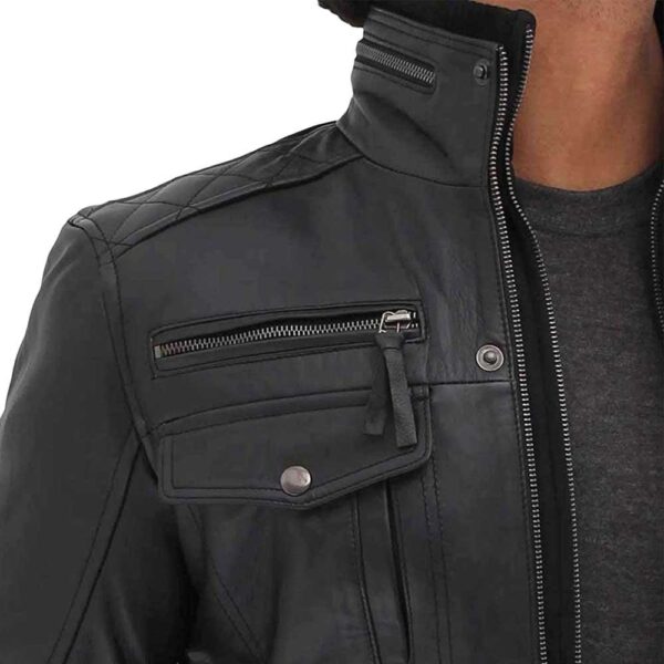 Moffit Black Leather Motorcycle Jacket Men/Gloria Leather - Image 3