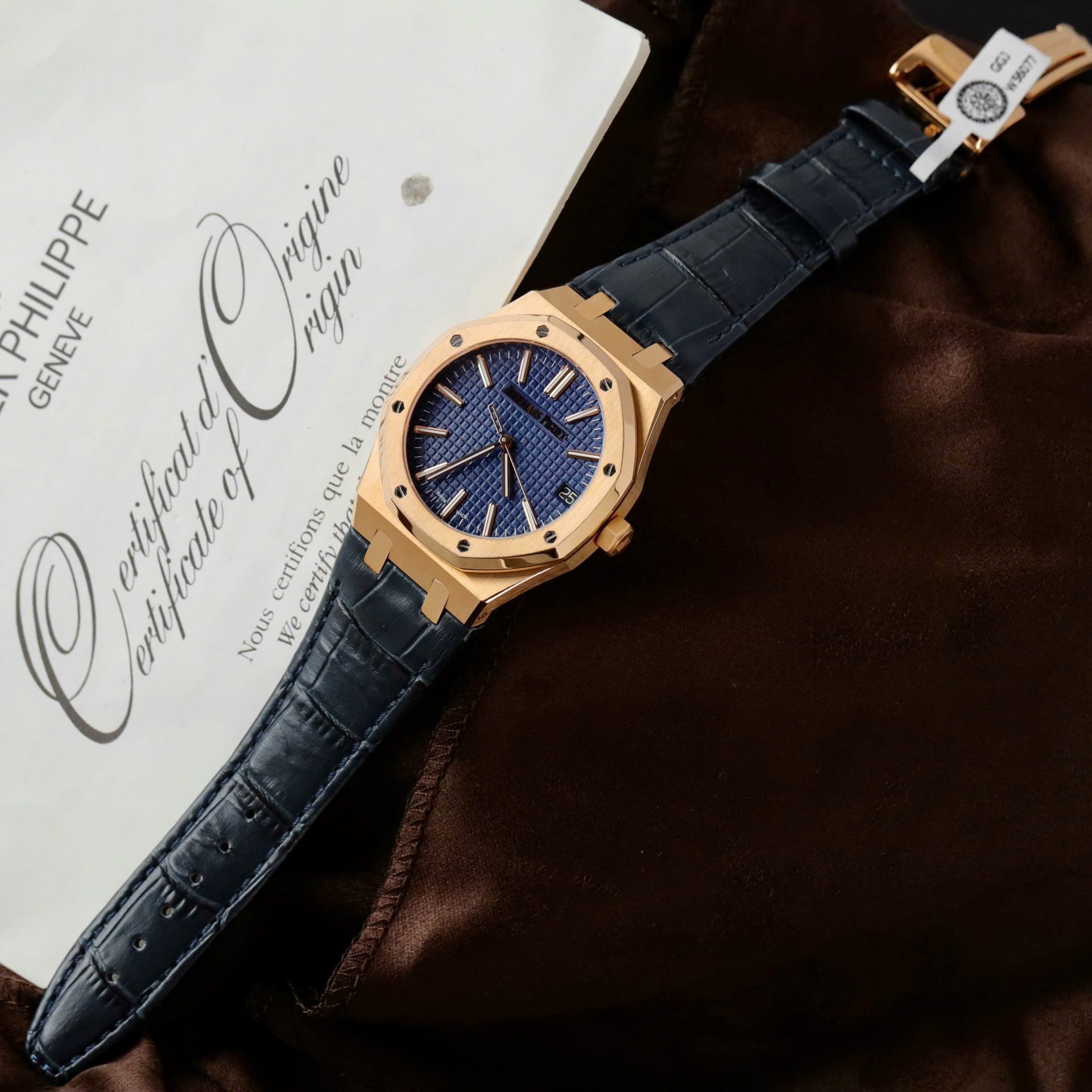 Audemars Piguet 15510R Royal Oak 50th Anniversary Dial Blue Watch 18K Gold Wrapped 41mm