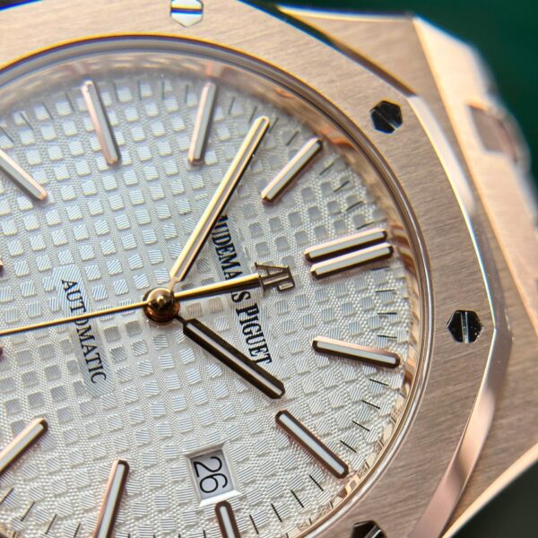 Audemars Piguet Royal Oak 15400 Rose Gold Watch White Dial 41mm - Image 7