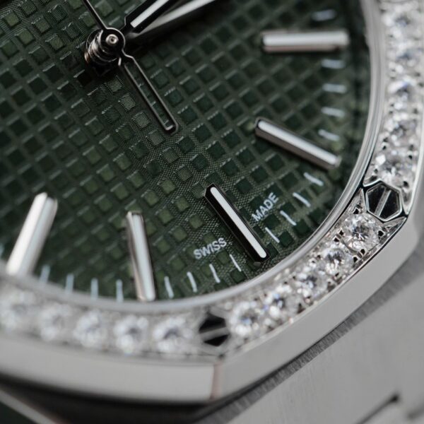 Audemars Piguet Royal Oak 15510ST Watch Green Dial Bezel Moissanite Diamonds 41mm - Image 5