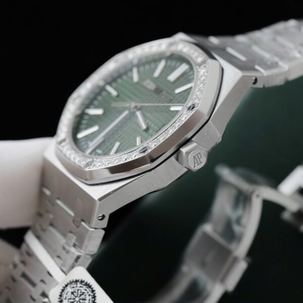 Audemars Piguet Royal Oak 15510ST Watch Green Dial Bezel Moissanite Diamonds 41mm - Image 6