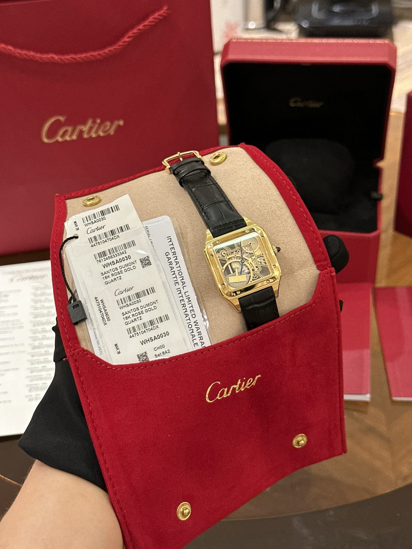 Cartier Watch Santos WHSA0031 Quartz Leather Strap 31x43mm