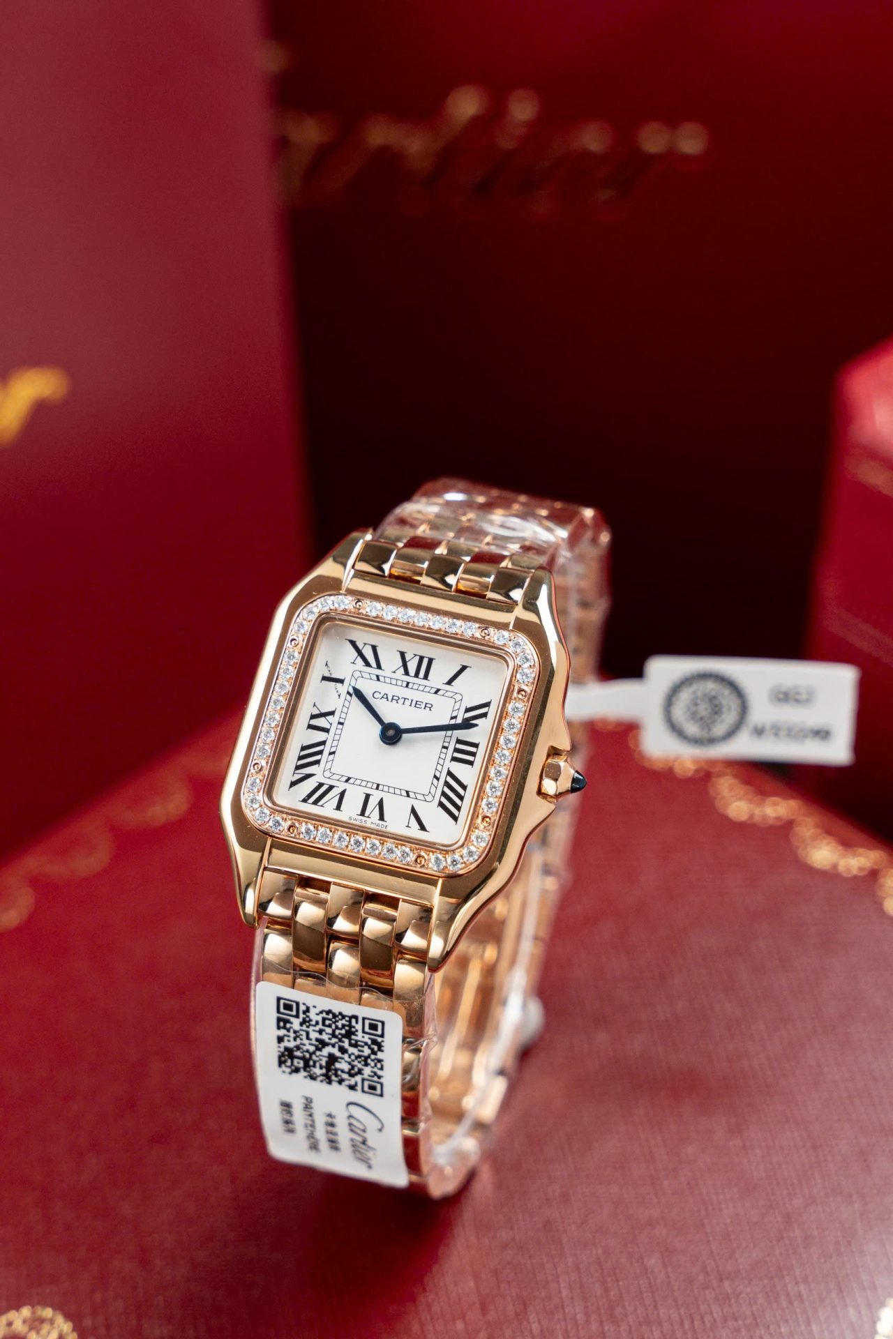 Cartier Panthere WJPN0009 Rose Gold Watch Bezel Diamonds Moissanite 27x37mm - Image 2