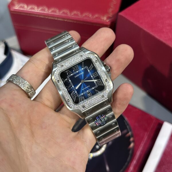 Cartier Watch Santos Moissanite Diamonds 39.8mm