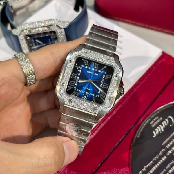 Cartier Watch Santos Moissanite Diamonds 39.8mm - Image 2
