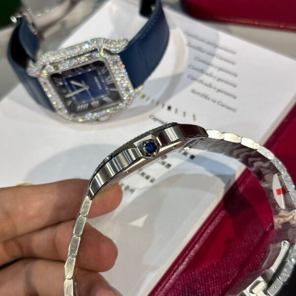 Cartier Watch Santos Moissanite Diamonds 39.8mm - Image 3
