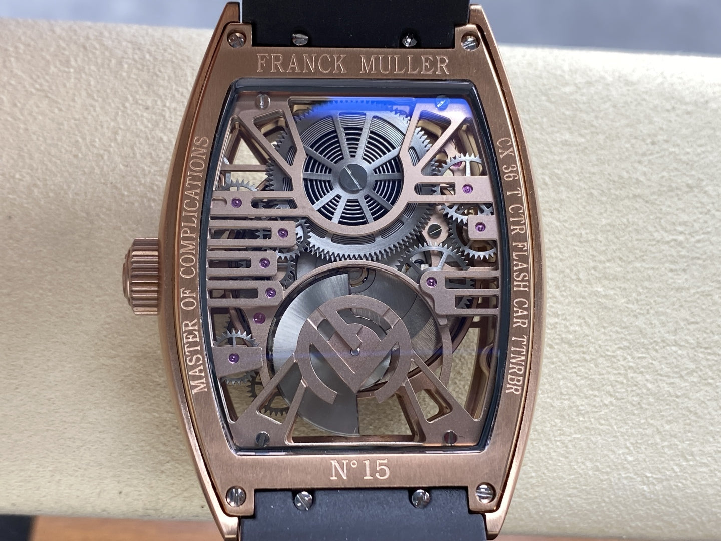 Franck Muller High End Watch Curvex CX Grand Central Tourbillon Skeleton Rose Gold 36x53mm - Image 8