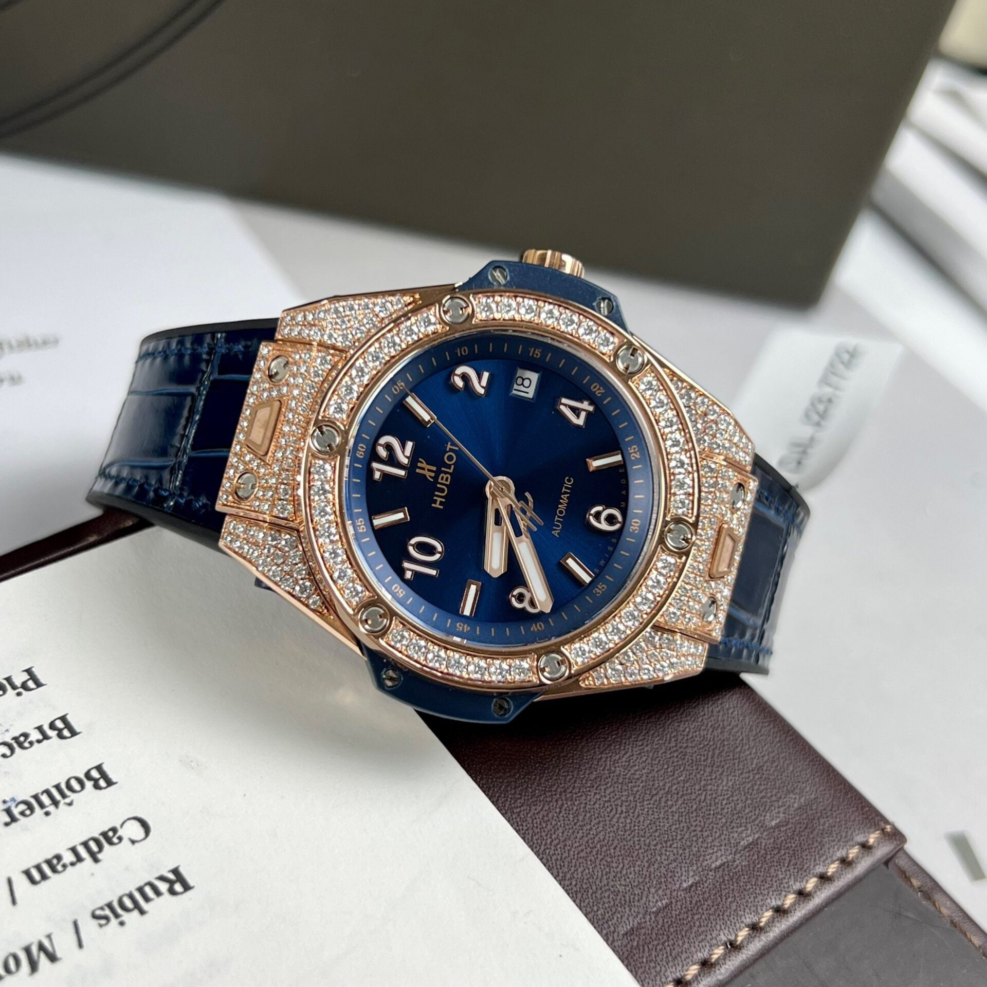 Hublot Big Bang Watch Blue Dial With Moissanite Diamond 39mm
