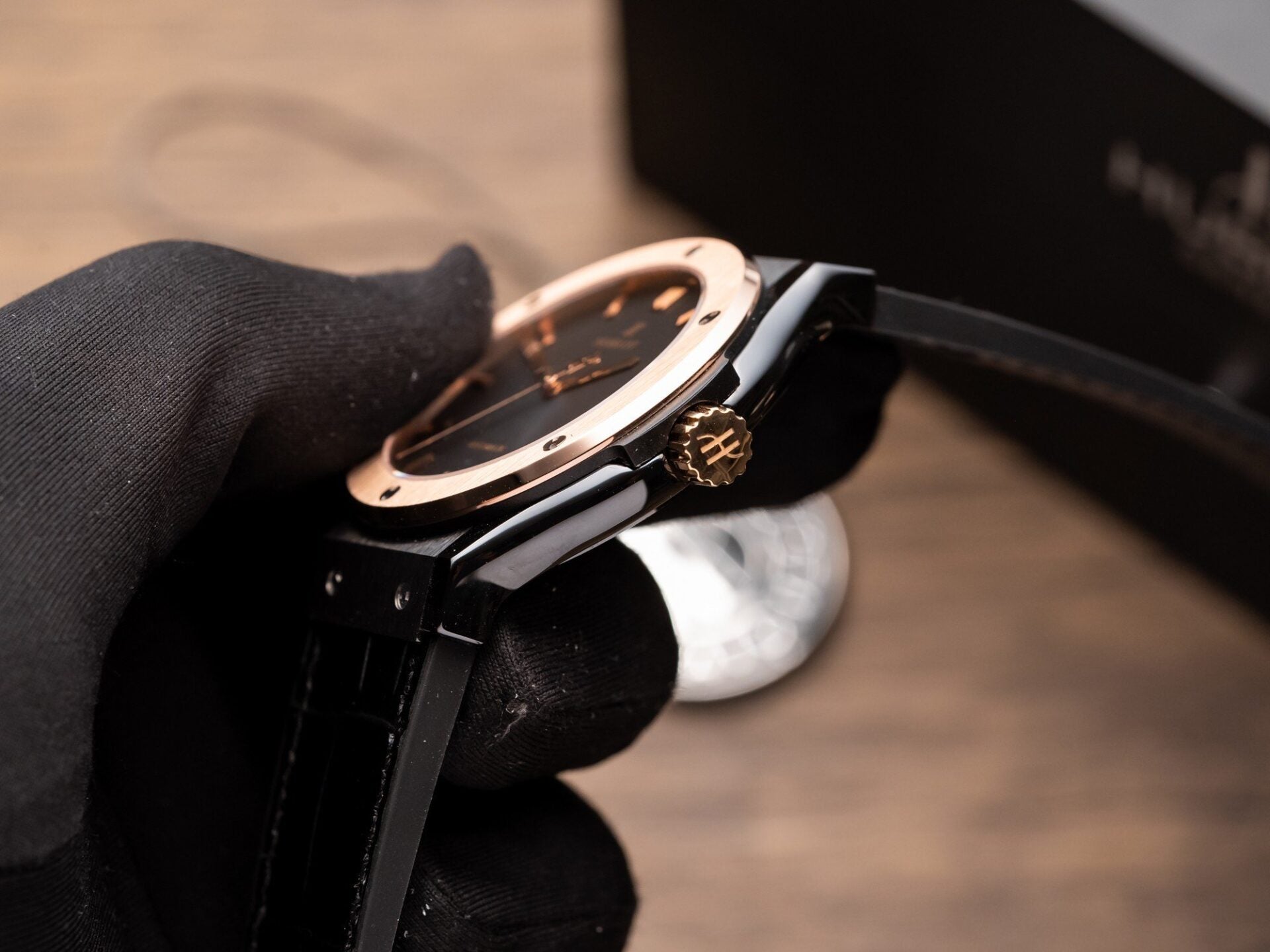 Hublot Classic Fusion Ceramic Demi Rose Watch Leather Strap 42mm - Image 4